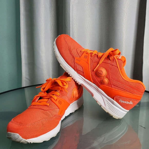Reebok Pump Running Dual Tech Solar Neon Orange White Sz 8.5 - Picture 1 of 10